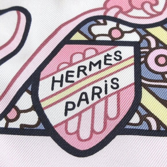 HERMES Carre 90 - Pink Gray Multi Scarf 512-041025 - Picture 3 of 5